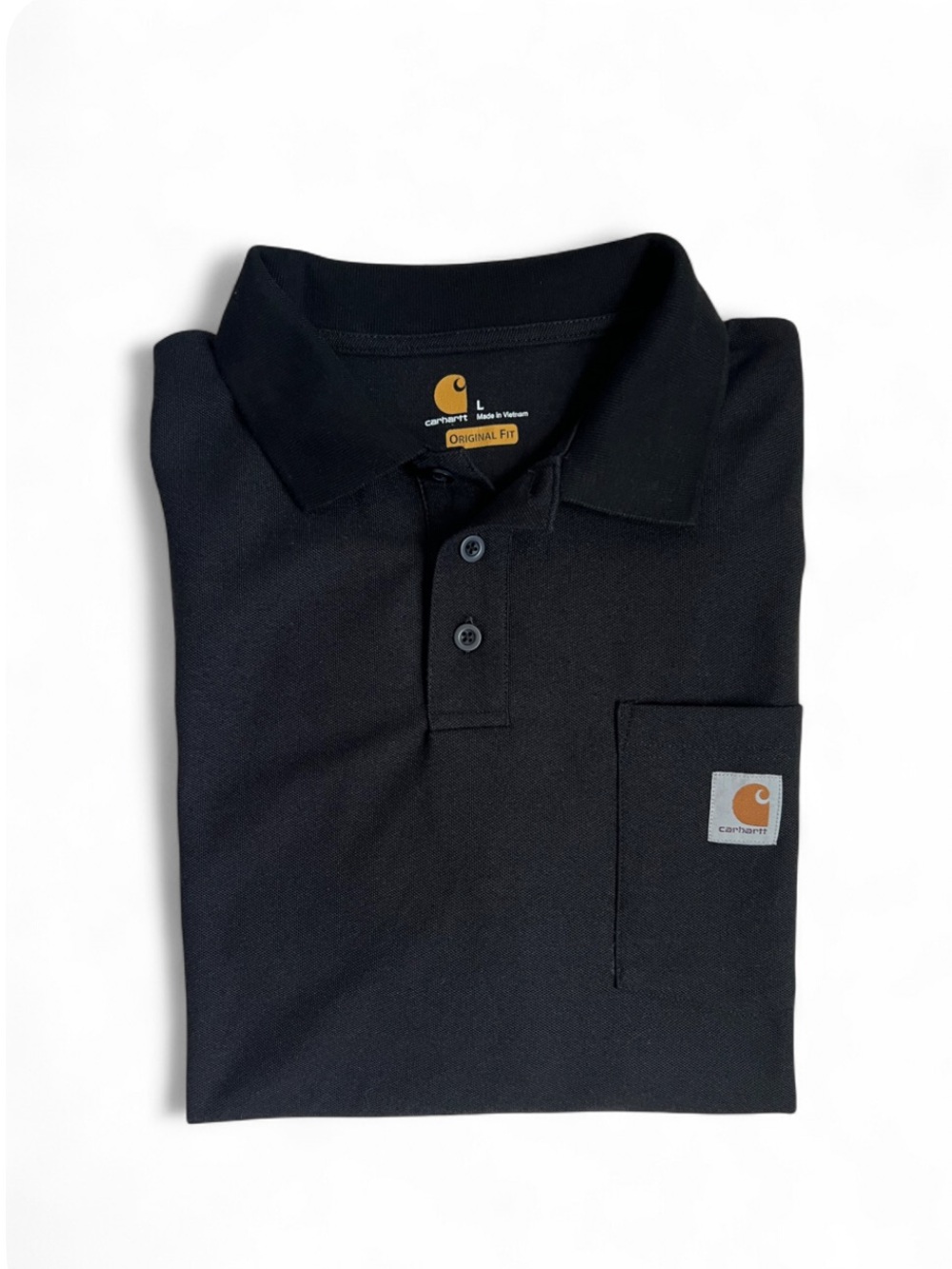 Carhartt Black Pocket Polo - Classic Workwear Style Size L